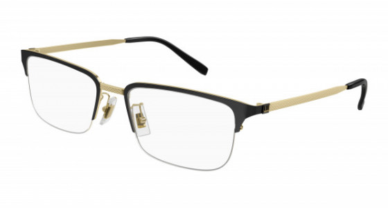 dunhill DU0043OA Eyeglasses, 003 - BLACK with GOLD temples and TRANSPARENT lenses