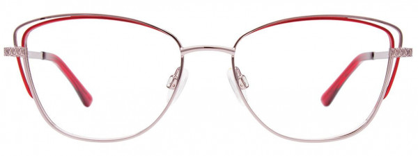 EasyClip EC619 Eyeglasses, 030 - Shiny Steel & Red