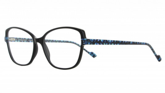 Vanni Spirit V1734 Eyeglasses, solid black/iridescent blue tangram