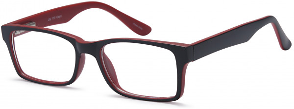 4U US119 Eyeglasses, Black Red