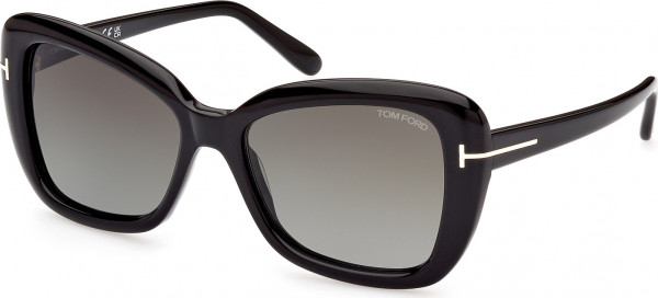 Tom Ford FT1008 MAEVE Sunglasses, 01B - Shiny Black / Shiny Black