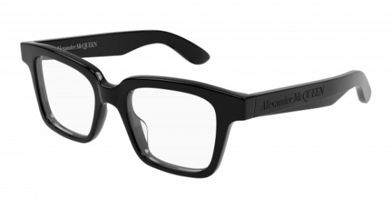 Alexander McQueen AM0385O Eyeglasses, 001 - BLACK with TRANSPARENT lenses