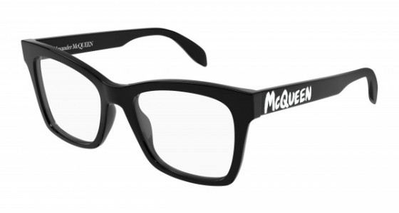 Alexander McQueen AM0388O Eyeglasses, 001 - BLACK with TRANSPARENT lenses