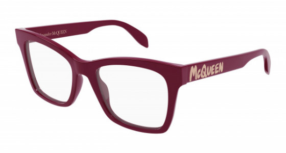 Alexander McQueen AM0388O Eyeglasses, 002 - RED with TRANSPARENT lenses