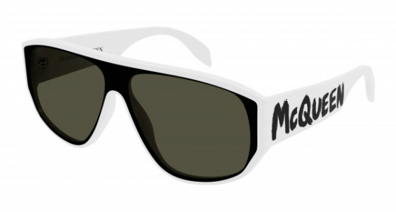 Alexander McQueen AM0386S Sunglasses, 003 - WHITE with GREEN lenses
