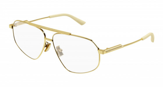 Bottega Veneta BV1196O Eyeglasses, 002 - GOLD with TRANSPARENT lenses