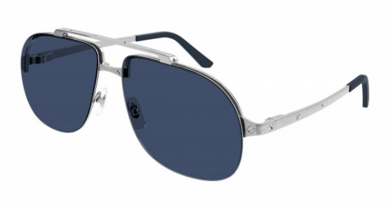 Cartier CT0353S Sunglasses, 003 - SILVER with LIGHT BLUE lenses