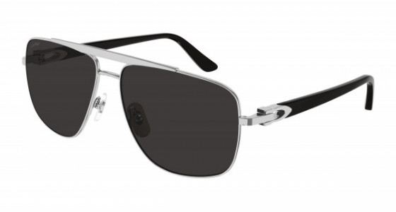 Cartier CT0365S Sunglasses, 001 - SILVER with BLACK temples and GREY lenses