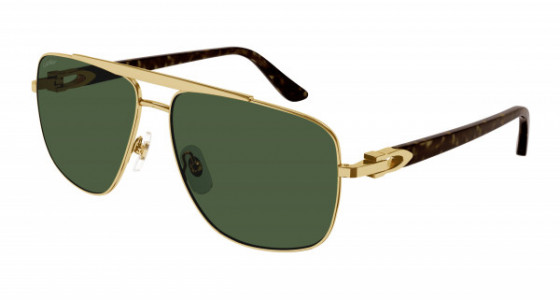 Cartier CT0365S Sunglasses, 002 - GOLD with HAVANA temples and GREEN polarized lenses