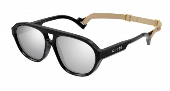 Gucci GG1239S Sunglasses, 002 - BLACK with SILVER lenses