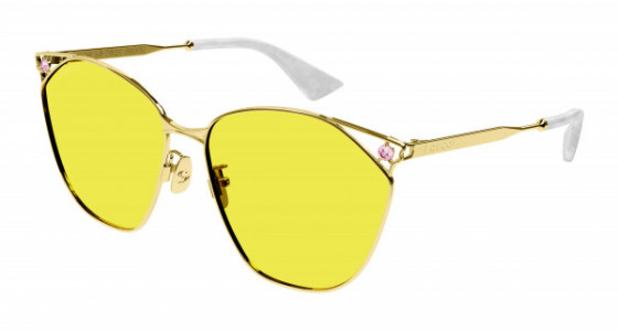 Gucci GG1375SA Sunglasses, 002 - GOLD with YELLOW lenses