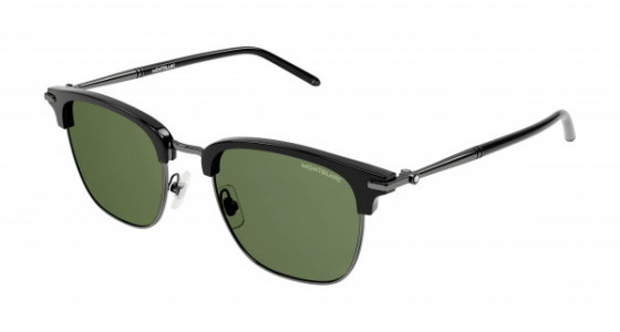 Montblanc MB0242S Sunglasses, 006 - BLACK with GREEN lenses