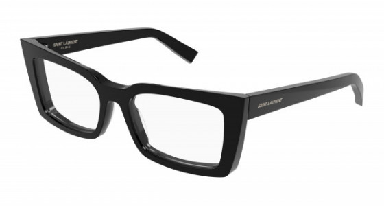 Saint Laurent SL 554 Eyeglasses, 001 - BLACK with TRANSPARENT lenses