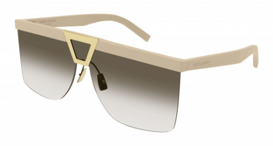 Saint Laurent SL 537 PALACE Sunglasses, 002 - IVORY with BROWN lenses