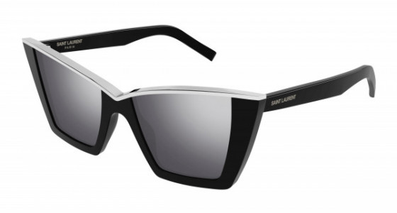 Saint Laurent SL 570 Sunglasses, 002 - BLACK with SILVER lenses