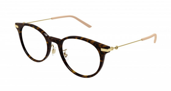 Gucci GG1199OA Eyeglasses, 002 - HAVANA with GOLD temples and TRANSPARENT lenses