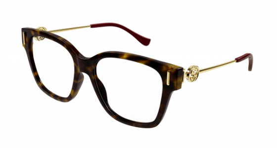 Gucci GG1204O Eyeglasses, 002 - HAVANA with GOLD temples and TRANSPARENT lenses