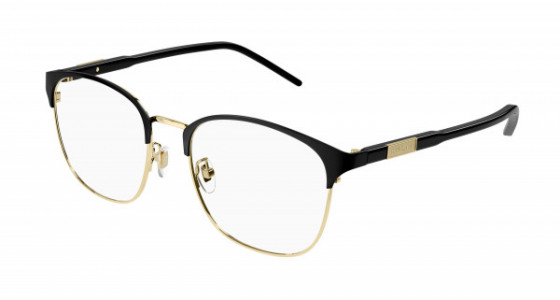Gucci GG1231OA Eyeglasses, 001 - GOLD with BLACK temples and TRANSPARENT lenses