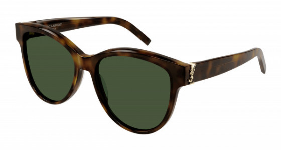 Saint Laurent SL M107 Sunglasses, 003 - HAVANA with GREEN lenses