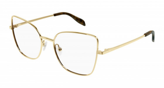 Alexander McQueen AM0416O Eyeglasses, 001 - GOLD with TRANSPARENT lenses
