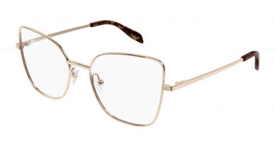 Alexander McQueen AM0416O Eyeglasses, 003 - GOLD with TRANSPARENT lenses