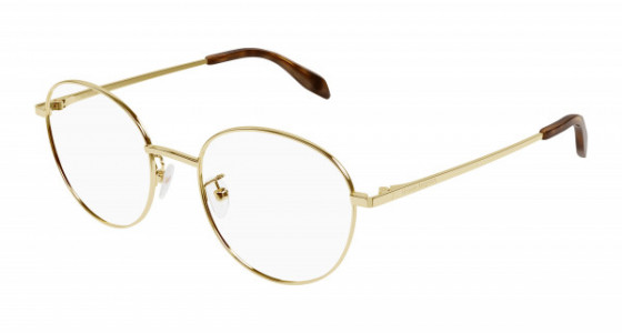 Alexander McQueen AM0414O Eyeglasses, 002 - GOLD with TRANSPARENT lenses