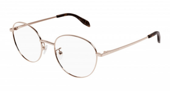 Alexander McQueen AM0414O Eyeglasses, 004 - GOLD with TRANSPARENT lenses