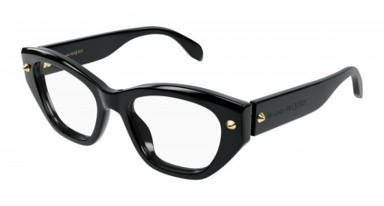 Alexander McQueen AM0410O Eyeglasses, 001 - BLACK with TRANSPARENT lenses