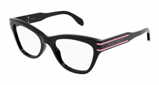 Alexander McQueen AM0401O Eyeglasses, 003 - BLACK with TRANSPARENT lenses