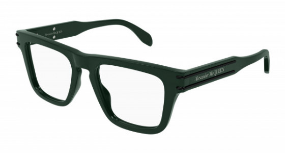Alexander McQueen AM0400O Eyeglasses, 004 - GREEN with TRANSPARENT lenses