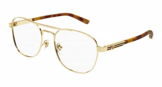 Gucci GG1290O Eyeglasses, 002 - GOLD with HAVANA temples and TRANSPARENT lenses