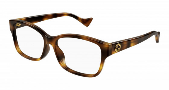 Gucci GG1259O Eyeglasses, 003 - HAVANA with TRANSPARENT lenses