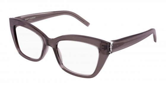 Saint Laurent SL M117 Eyeglasses, 003 - BROWN with TRANSPARENT lenses