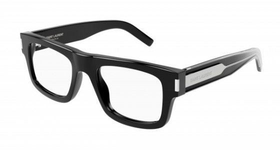 Saint Laurent SL 574 Eyeglasses, 001 - BLACK with CRYSTAL temples and TRANSPARENT lenses