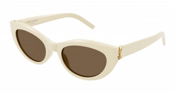 Saint Laurent SL M115 Sunglasses, 004 - IVORY with BROWN lenses