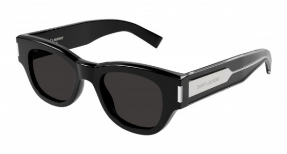 Saint Laurent SL 573 Sunglasses, 001 - BLACK with CRYSTAL temples and GREY lenses