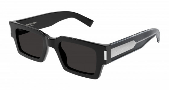 Saint Laurent SL 572 Sunglasses, 001 - BLACK with CRYSTAL temples and GREY lenses