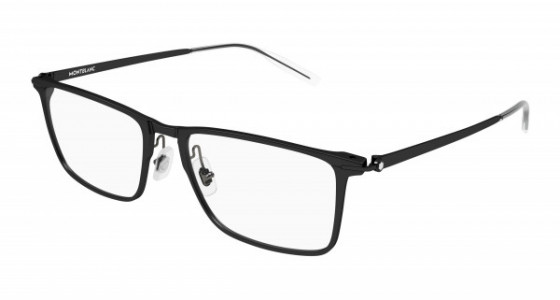 Montblanc MB0285OA Eyeglasses, 004 - BLACK with TRANSPARENT lenses