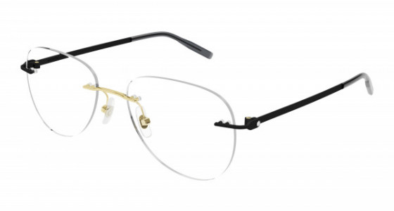 Montblanc MB0283O Eyeglasses, 001 - GOLD with BLACK temples and TRANSPARENT lenses