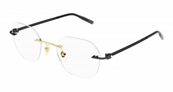 Montblanc MB0282O Eyeglasses, 001 - GOLD with BLACK temples and TRANSPARENT lenses