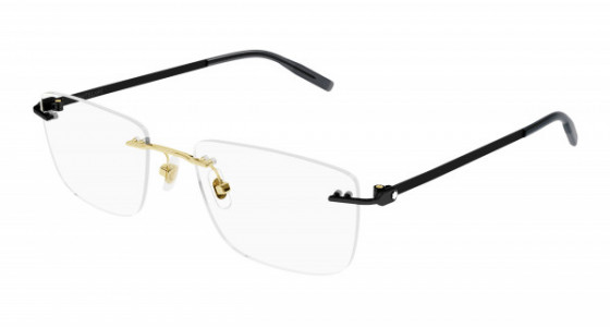 Montblanc MB0281O Eyeglasses, 001 - GOLD with BLACK temples and TRANSPARENT lenses