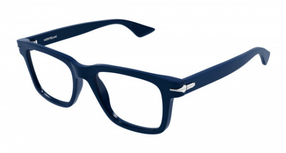 Montblanc MB0266O Eyeglasses, 003 - BLUE with TRANSPARENT lenses