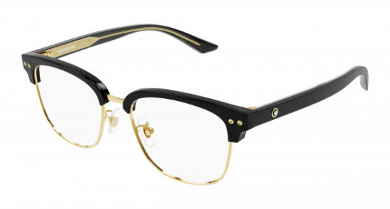 Montblanc MB0259OK Eyeglasses, 005 - BLACK with TRANSPARENT lenses