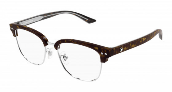 Montblanc MB0259OK Eyeglasses, 006 - HAVANA with TRANSPARENT lenses