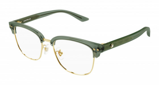 Montblanc MB0259OK Eyeglasses, 008 - GREEN with TRANSPARENT lenses