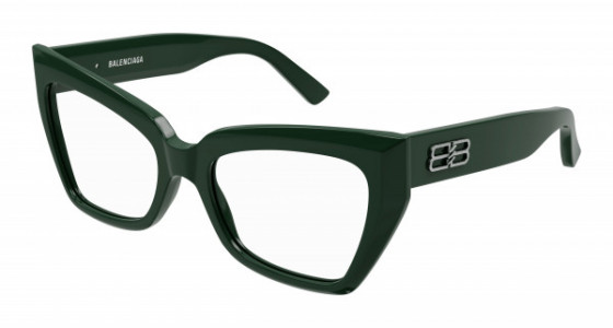 Balenciaga BB0275O Eyeglasses, 004 - GREEN with TRANSPARENT lenses