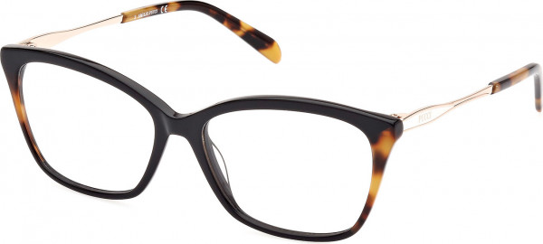 Emilio Pucci EP5225 Eyeglasses, 005 - Black/Havana / Shiny Pale Gold