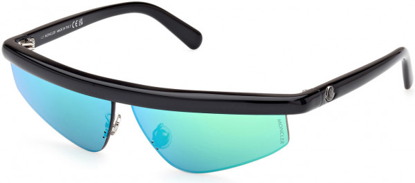 Moncler ML0254 Orizion Sunglasses, 01X - Black / Green-Blue Mirror