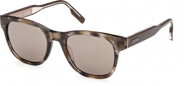 Ermenegildo Zegna EZ0222 Sunglasses, 20J - Light Brown/Striped / Shiny Light Brown