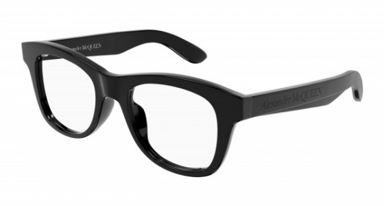 Alexander McQueen AM0396O Eyeglasses, 001 - BLACK with TRANSPARENT lenses